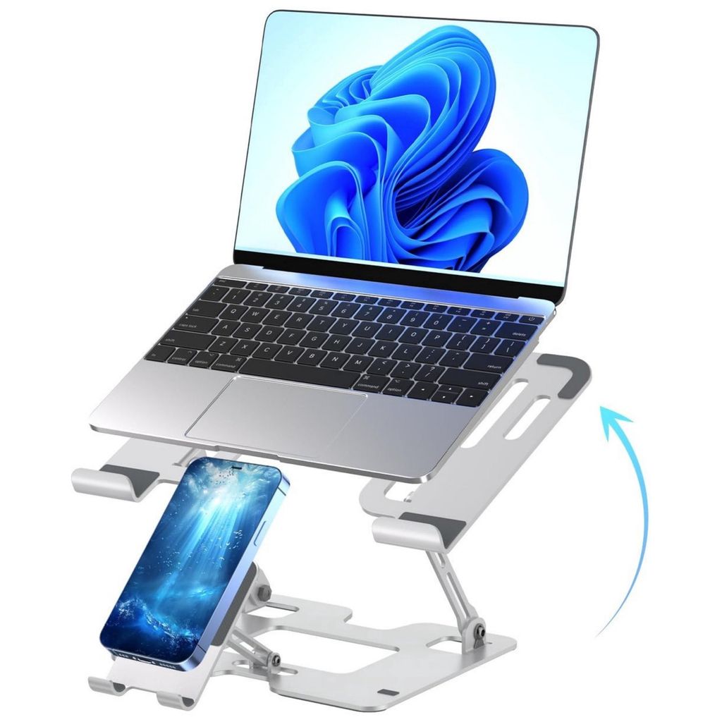 2-in-1 Tablet & Handy Halter – Verstellbar, Aufklappbar, 10–16 Zoll-Weiß