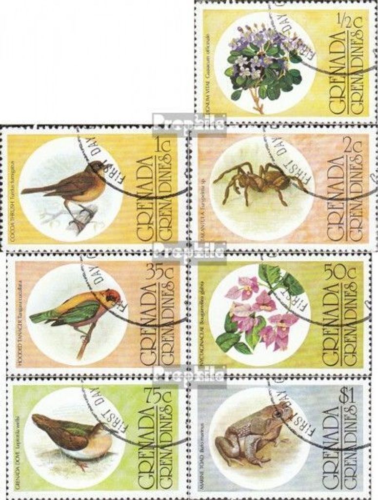 Briefmarken Grenada-Grenadinen 1976 Mi 149-155 (kompl.Ausg.) gestempelt Flora und Fauna