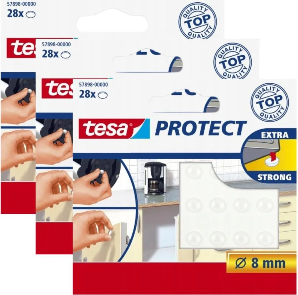 Tesa Tampons Silicone Autocollants 8 mm - Lot de 84 Pièces (3 x 28)