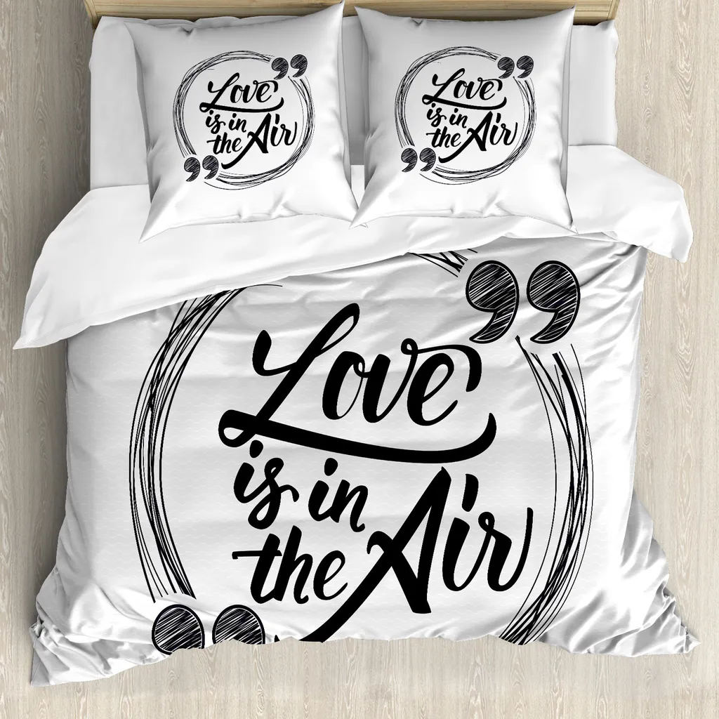 Parure de lit grise 155x220 pour chambre adulte/ado - Love Scribble