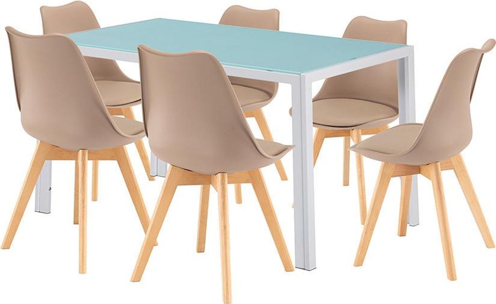 Leziter Nuvia 6+1 Esstischgarnitur weiß-beige