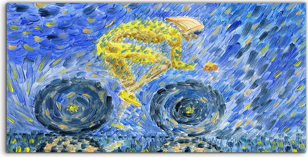 Coloray Acrylbild 120x60 Wandbild Acrylbilder Foto Der Radfahrer fährt eine Straße