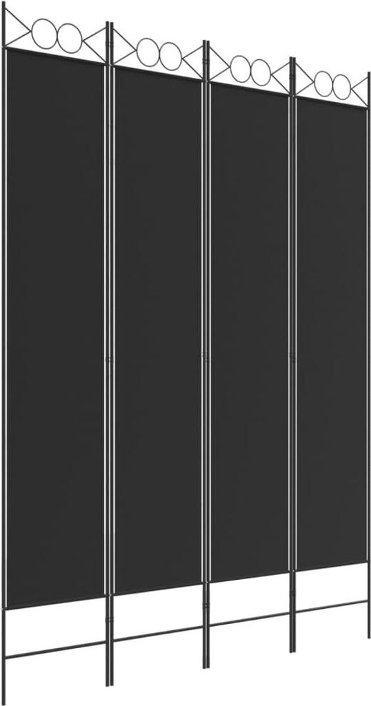 vidaXL 4-tlg. Paravent Schwarz 160x220 cm Stoff