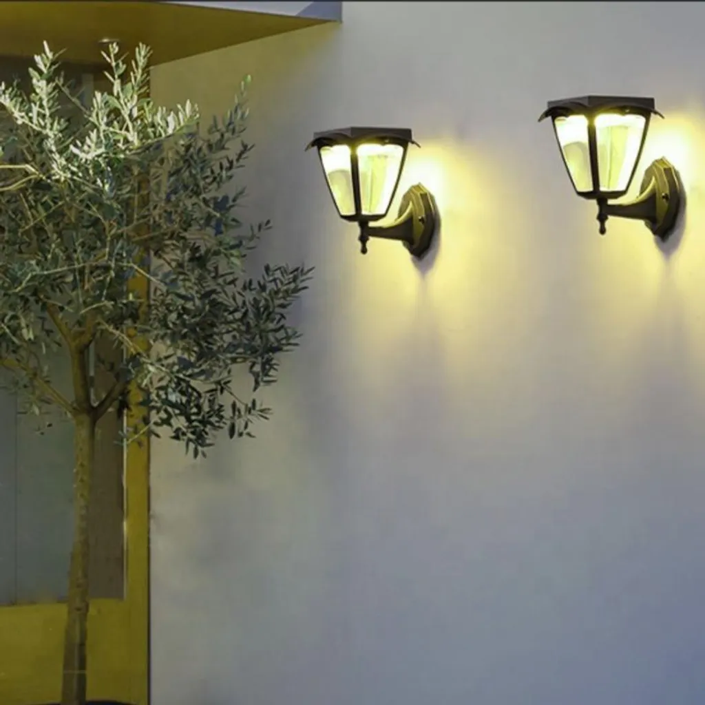 Lanterne Solaire Murale Connectée RGBW IP54 - Applique Extérieure Noire