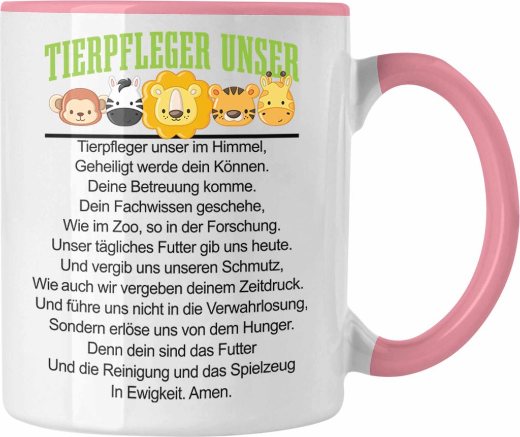Trendation - Tierpfleger Unser Tasse Geschenk Tierpflege Zoo Geschenkidee Tiere (Rosa)