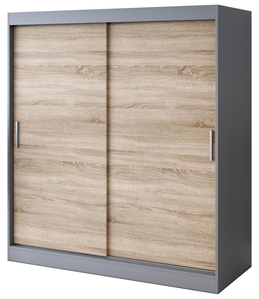 Schiebetürenschrank 180x200cm - Anthrazit Matt & Sonoma Produktbild 