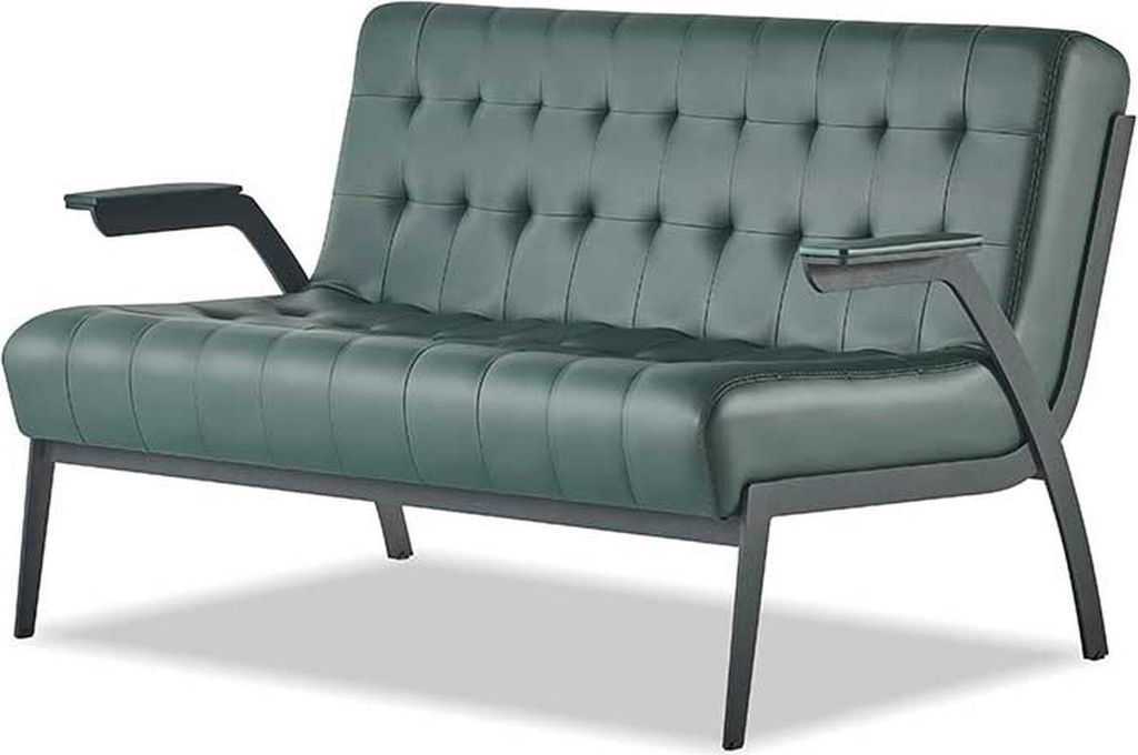 Chesterfield Grün Sofa 2-Sitzer Ledersofa Modern Couch Leder Edelstahl