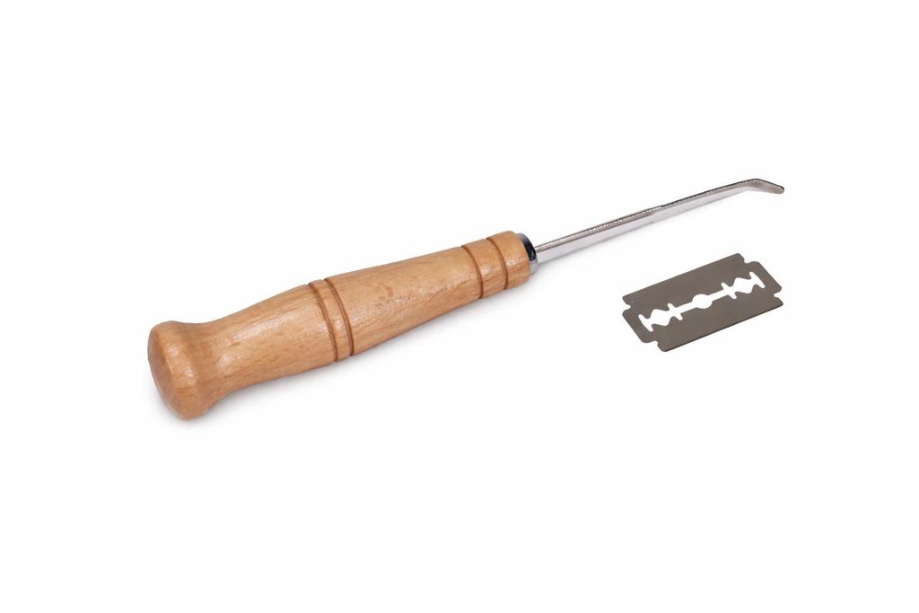 Bäcker-Lame Brotmesser 18,5 cm – Teigritzmesser mit Holzgriff & Edelstahl-Rasierklinge, für Brot/ Sauerteig/ Baguette, präzises Einschneiden, ...