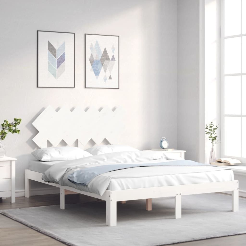 Maison Exclusive - Massivholzbett ohne Matratze Weiß 120x200 cm Kiefernholz