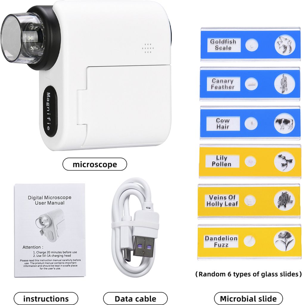Kieszonkowy mikroskop dla dzieci z 2-calowym ekranem LED - Zdjęcie produktu 
