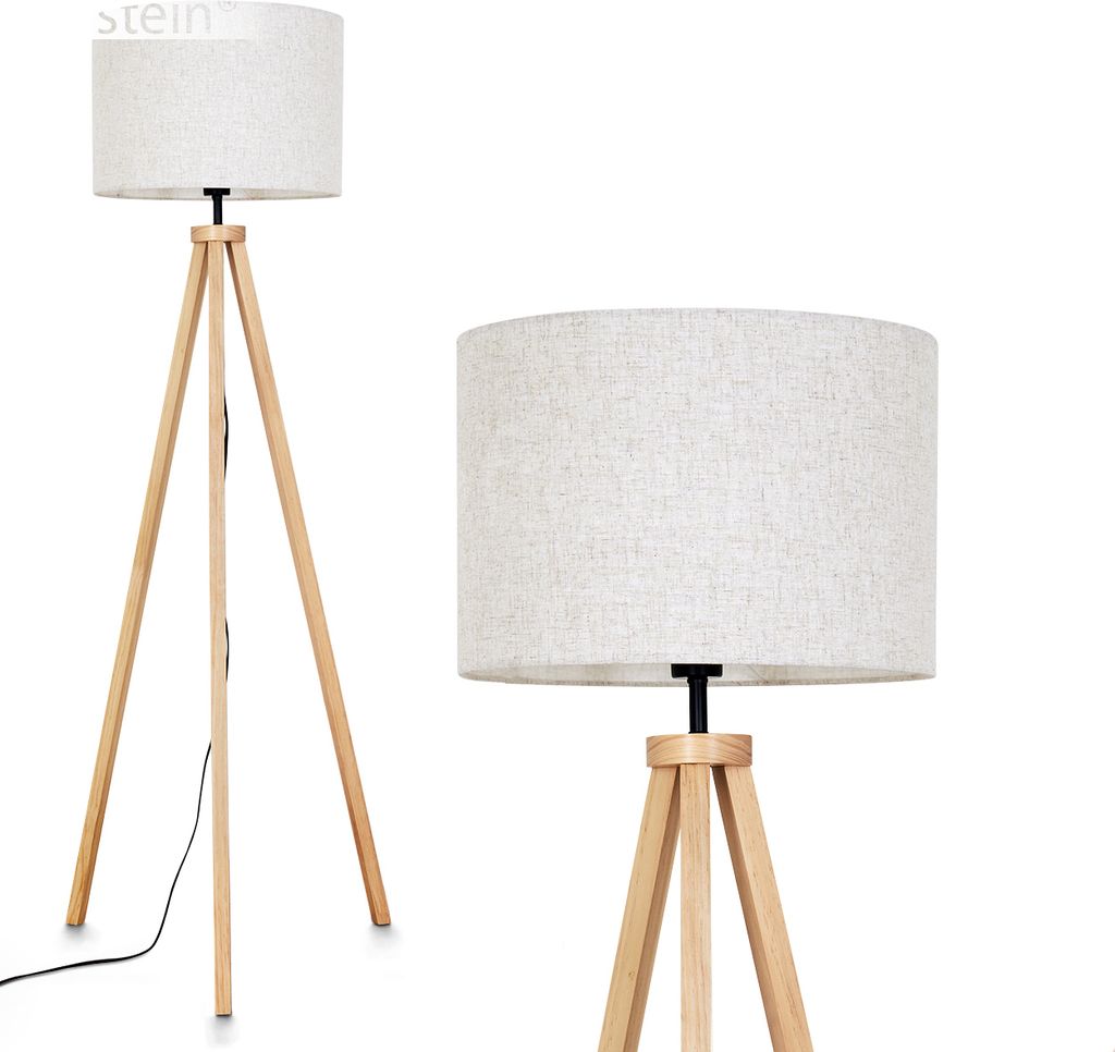 Schiavonea Stehlampe aus Holz/Stoff in Naturfarben/Beige