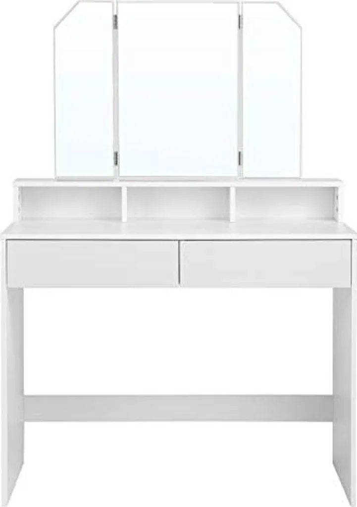 Coiffeuse blanche idéale maquillage avec miroir panoramique et tiroirs