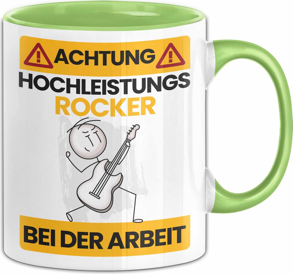 Rocker Tasse Geschenk Lustiger Spruch Geschenkidee für Rocker Achtung Hochleistungs Rocker Bei Der Arbeit (Grün)