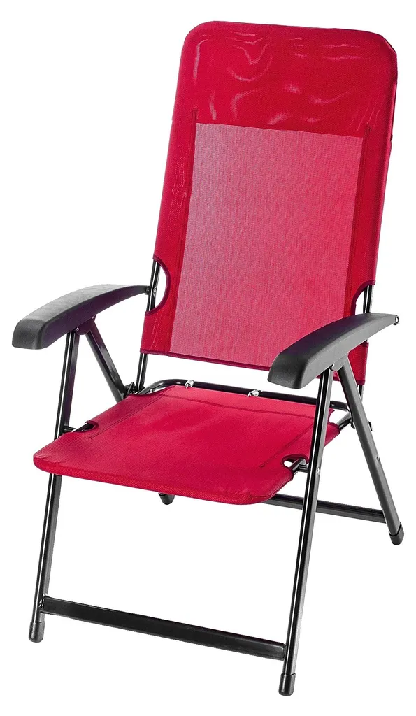 Chaise extérieure pliante rouge en métal renforcé pour jardin et patio