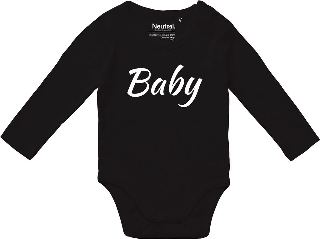 Huuraa Baby Body Baby Schriftzug 74 Black Baumwolle Fairtrade Langarmbody Geschenkidee