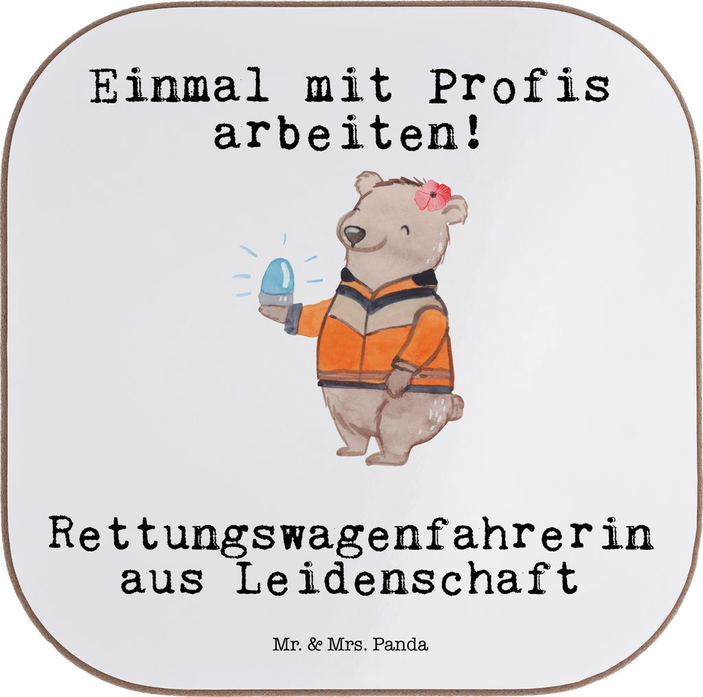 Mr. & Mrs. Panda Untersetzer für Gläser Rettungswagenfahrerin Leidenschaft - Weiß - Geschenk, Coaster, Tischschoner, gläseruntersetzer, Tasse, ...
