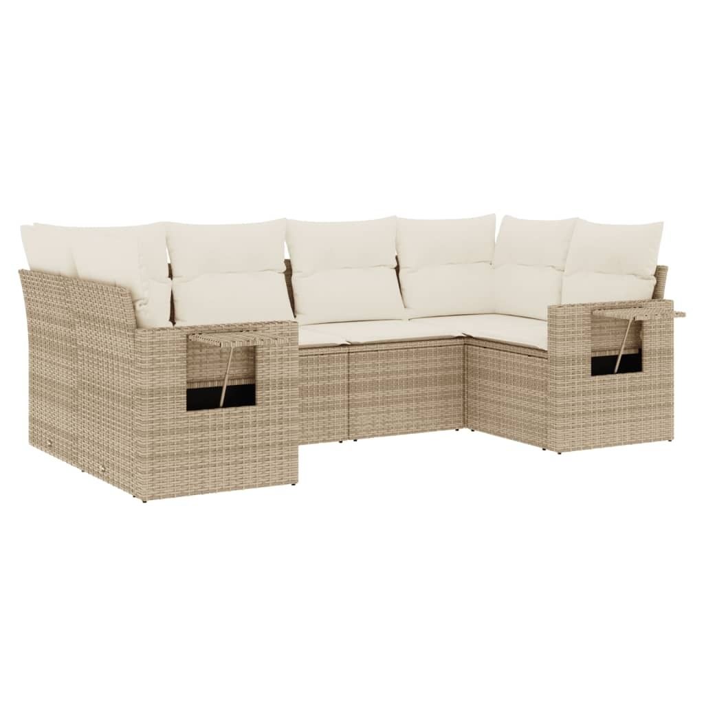 "WINTER SALE" 6-tlg. Garten-Lounge-Set - elegantes Design - Sitzgruppe/Gartengarnitur - mit Kissen Beige Poly Rattan - Terassenmöbel NeuMöbel603719