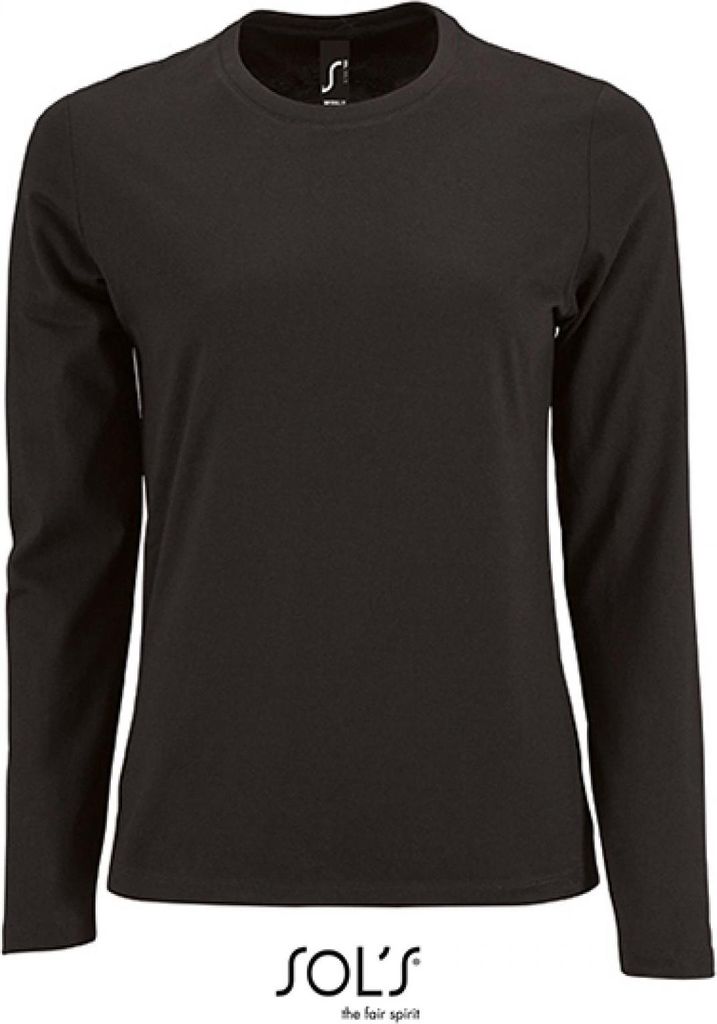SOLs 02075 | Damen Long-Sleeve T-Shirt Imperial - Farbe: Deep Black - Größe: XL