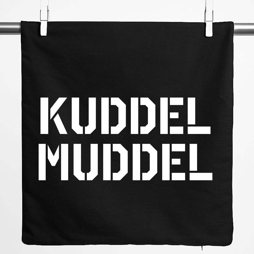 Huuraa Kissenbezug Kuddelmuddel Schriftzug 40x40cm Black Baumwolle Dekokissenbezug Geschenkidee