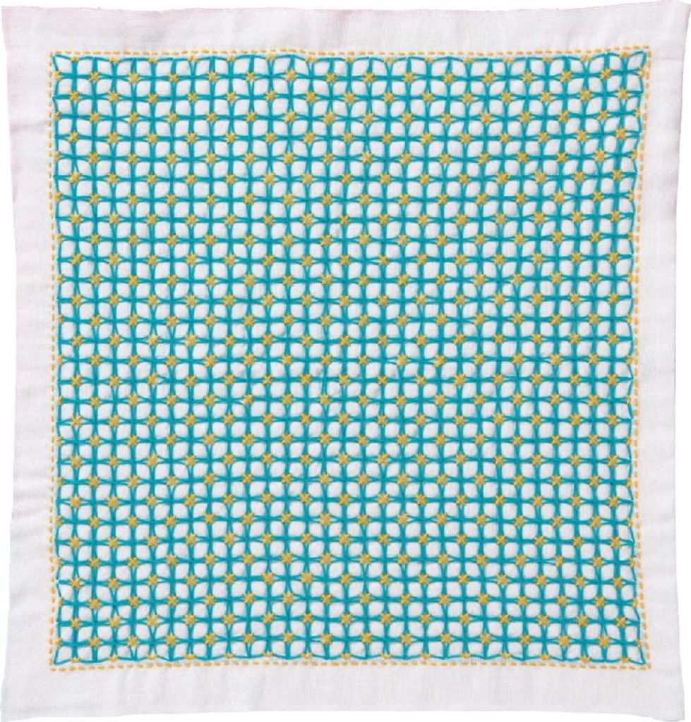 Olympus Kugurizashi Sashiko Stickpackung "Hana Fukin Morning Glories in full bloom", Stoff bedruckt, 34x34cm, Original aus Japan