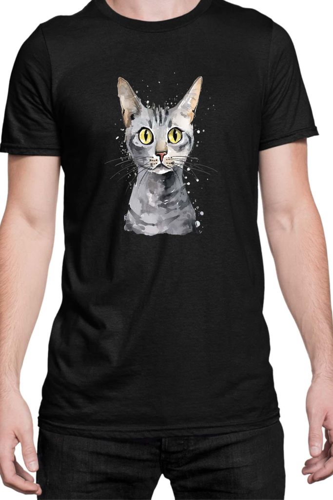 Herren T-Shirt Funny Cats Breeds Egyptian Mau Cat 021, Man 3XL / Schwarz