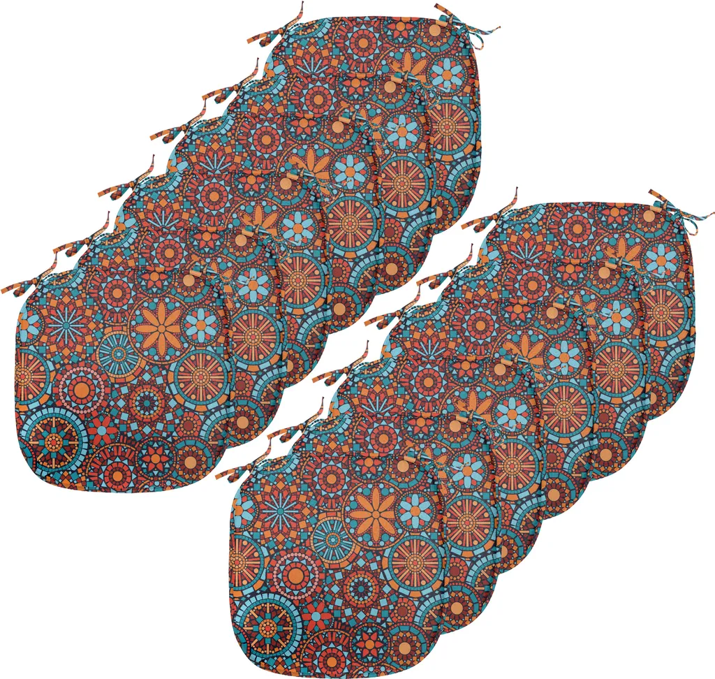 ABAKUHAUS Mandala Lot de 12 Galettes de Chaise Imperméables 40x40 cm
