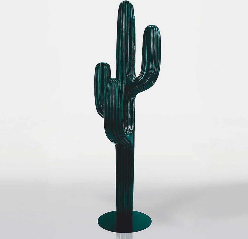 Casa Padrino XXL Deko Kaktus Grün Metallic H. 195 cm - Garten Dekoration