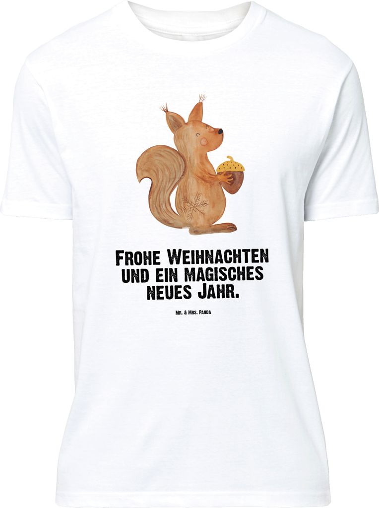 Mr. & Mrs. Panda Größe L T-Shirt Eichhörnchen Weihnachtszeit - Weiß - Geschenk, Frohe Weihnachten, Frohes Neues Jahr, Weihnachtsgruß, mit Spru...