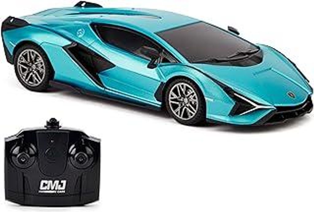 CMJ RC CARS 1:24 Maßstab Offiziell Lizenzierte RC Lamborghini Sián FKP 37, Blaues Lambo Sport Rennspielzeugauto Modellfahrzeug für Jungen Mädch...