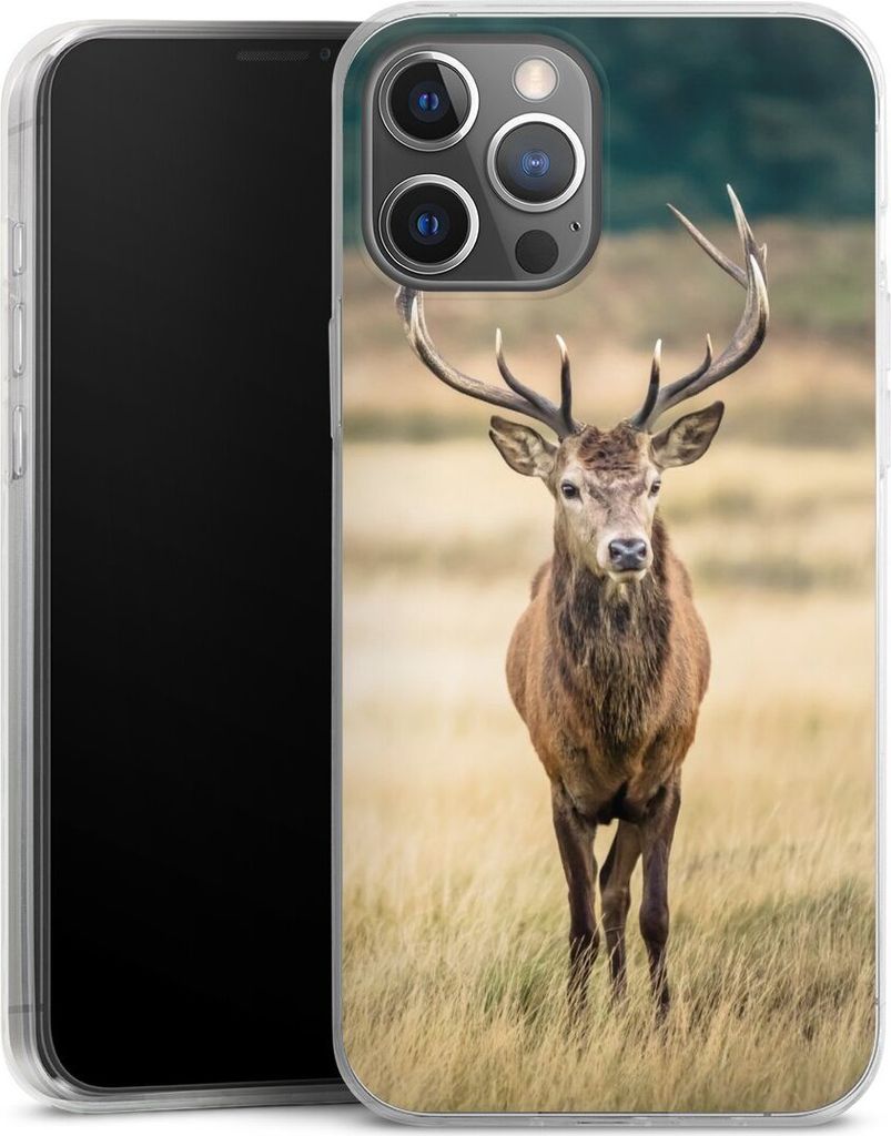 DeinDesign Slim Hülle für Apple iPhone 12 Pro Max Silikon Case Ultra Dünn Handyhülle Hirsch Wald Wiese