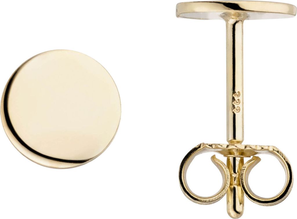 Ohrstecker Plättchen rund Ø5,9mm 333 Gold Gelbgold Ohrschmuck glänzend flach