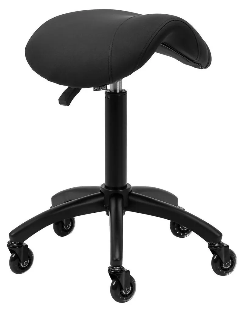 Tabouret cosmétique Saddle One noir réglable pour salon d'esthétique