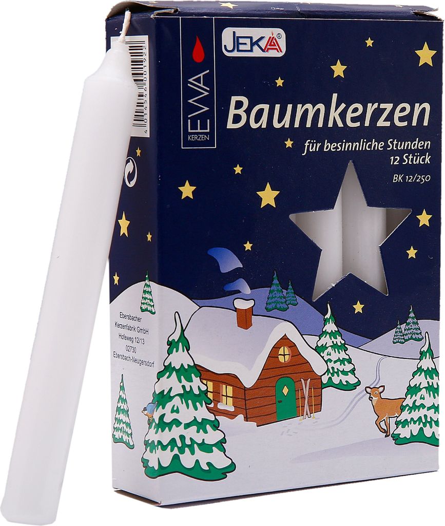 Svíčky na stromeček 12 kusů, bílé 15 x 125 mm Obrázek produktu 
