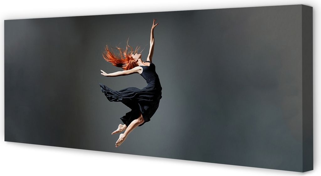 Leinwandbild 125x50 Wandkunst Eine Frau in einem schwarzen Kleid
