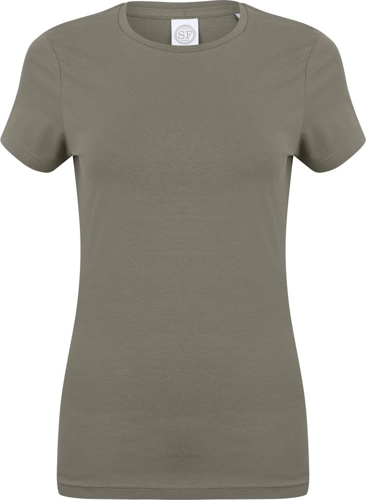 Skinni Fit Damen Feel Good Stretch T-Shirt, Kurzarm RW4422 (XS) (Khaki)