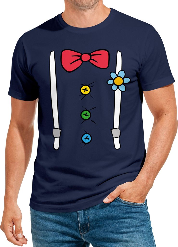 Herren T-Shirt Fasching Karneval Clown Kostüm-Ersatz Verkleidung Last Minute Faschingskostüme Männer Moonworks