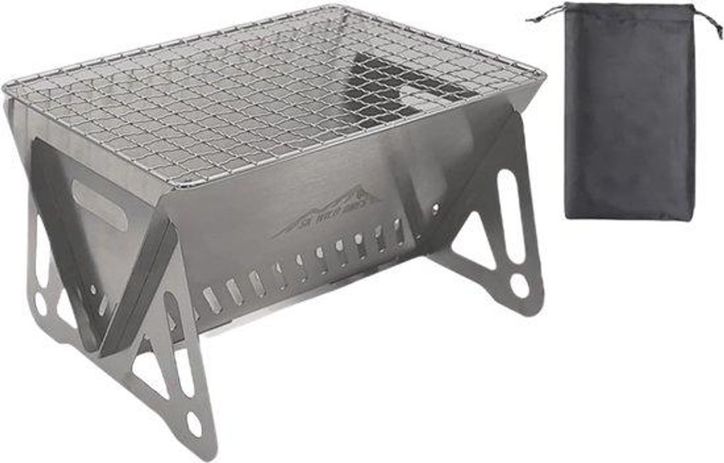Portable Holzkohle-Grill mit Tragetas - Edelstahl Camping-Grill