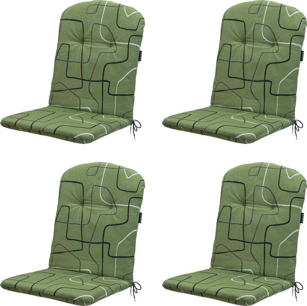 Madison - Schalensitzkissen mit hoher Rückenlehne, Joah, Salbei - Ca. 96x45 cm - 4er-Set