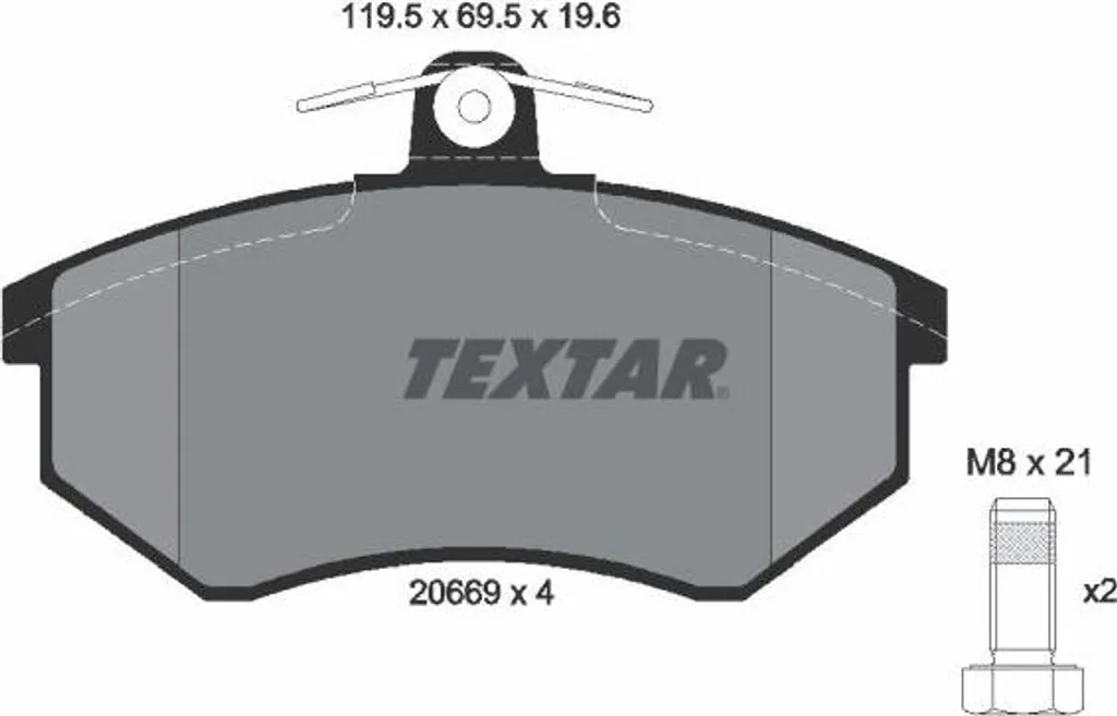 Plaquettes de frein TEXTAR 2066921 pour disque OE 357698151 Audi A4 8D