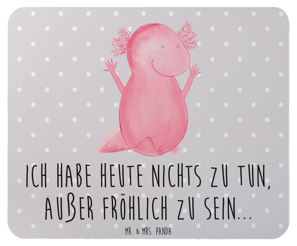 Mr. & Mrs. Panda Mouse Pad Axolotl Hurra - Grau Pastell - Geschenk, pc mauspad, Motivation, Spaß, laptop mousepad, Freude