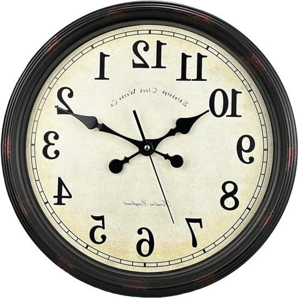 Horloge vintage 40 cm à quartz silencieux avec finitions effet vieilli