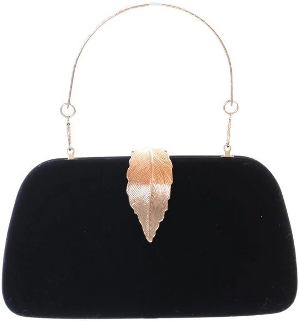 Pochette élégante noire 20x10x4 cm en résine rigide pour soirée chic