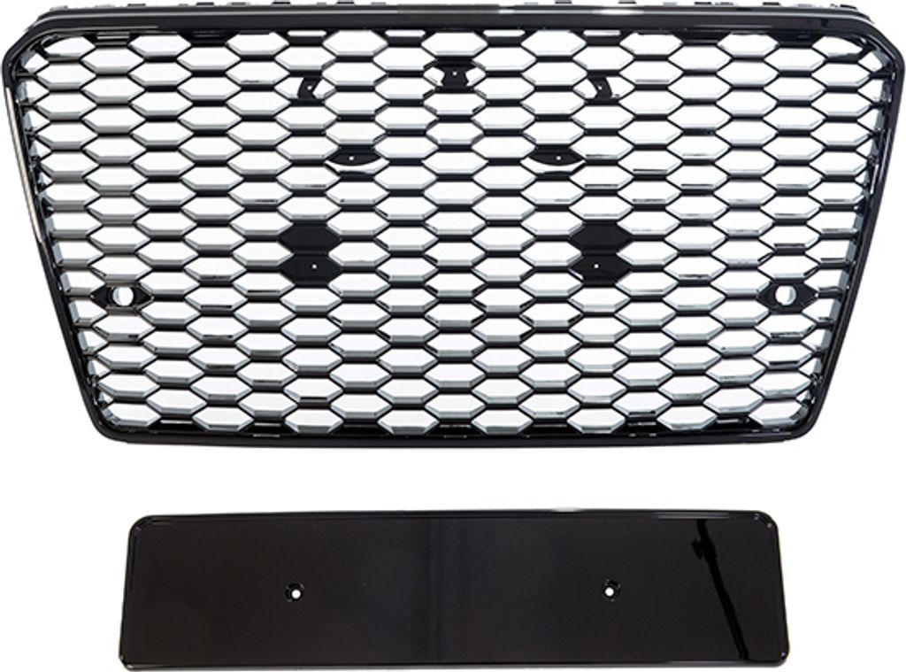 Wabengrill Kühlergrill Schwarz glanz komplett Gitter passt für Audi A7 C7 ab 2010-2014 nicht RS7