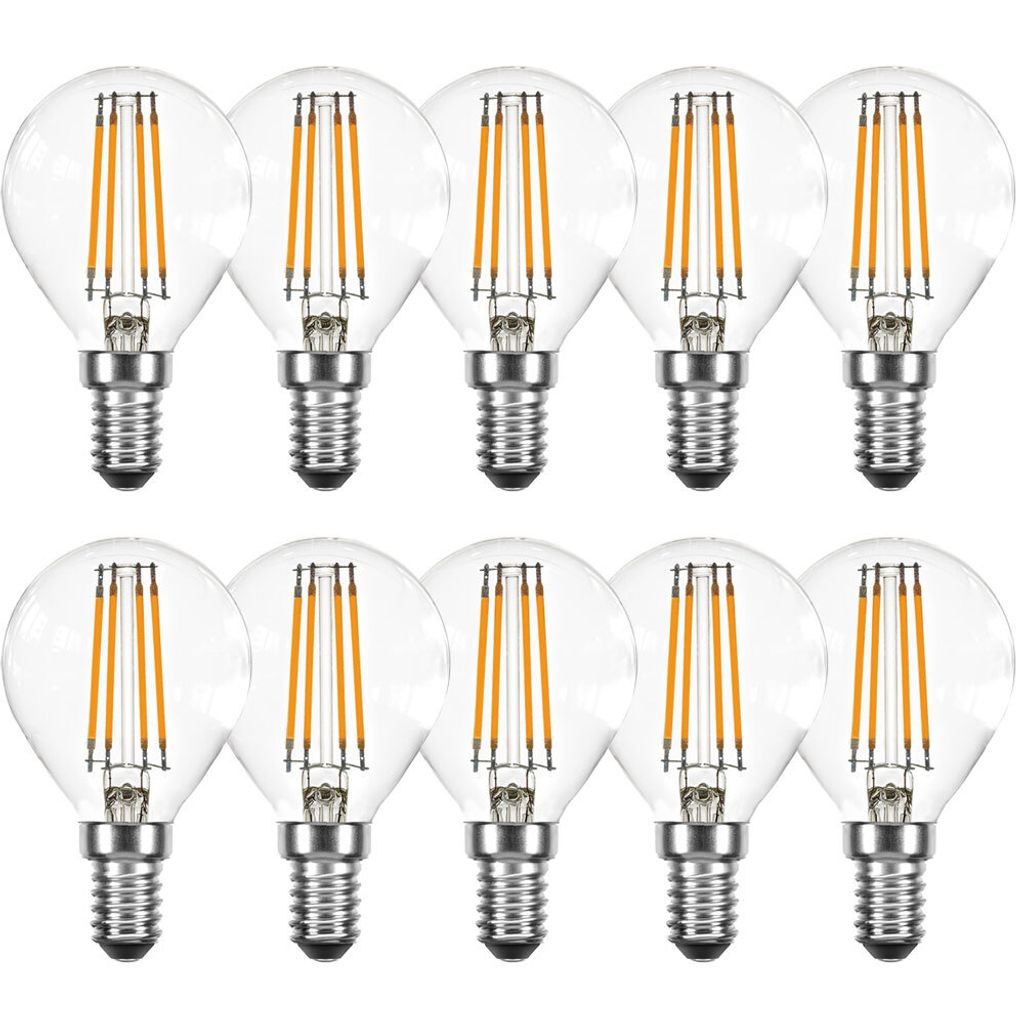 10 x LED Filament Tropfen 4W = 40W E14 Klar Glühfaden 360° extra warmweiß 2200K DIMMBAR