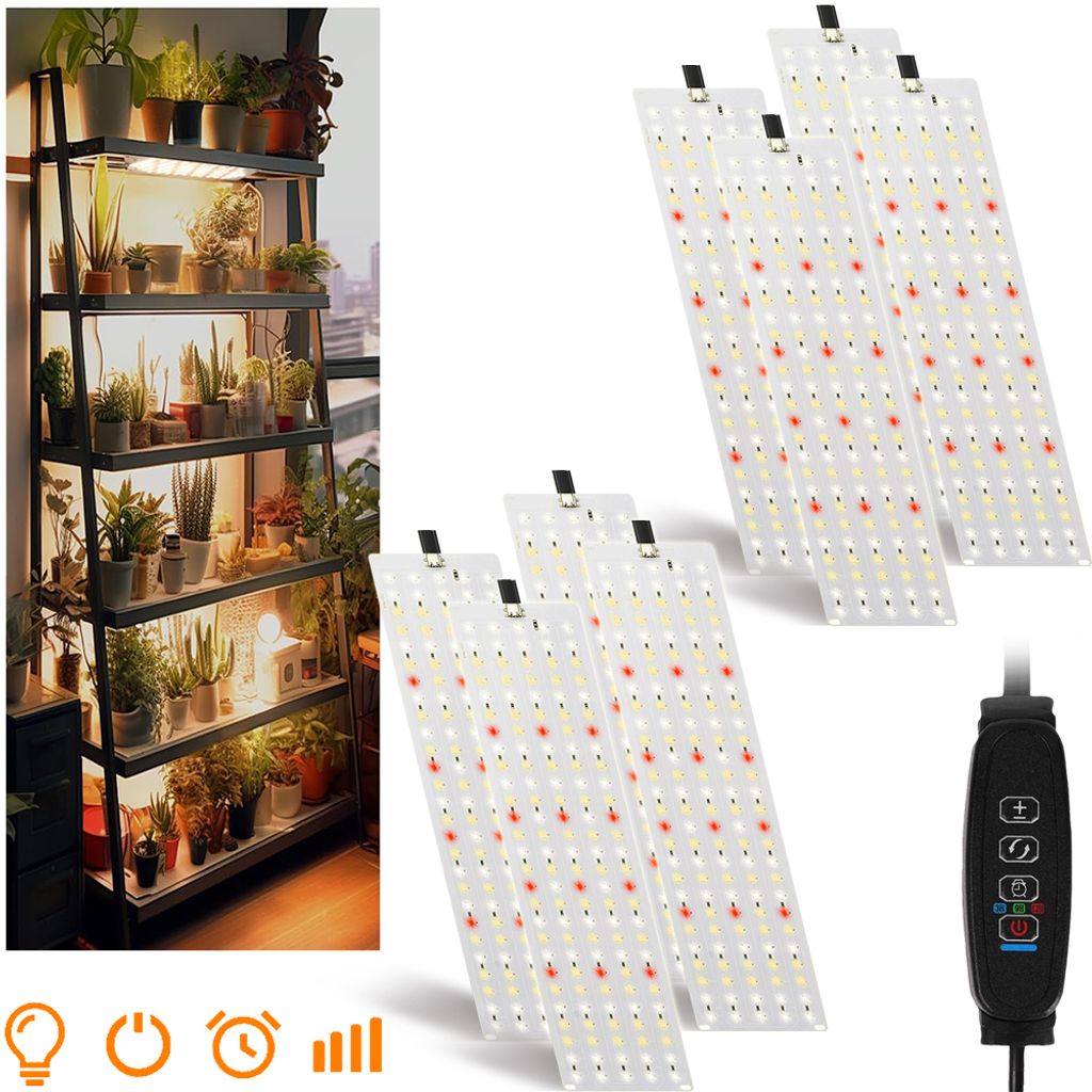8x 30cm Panel Pflanzenlampe 540 Led Vollspektrum Grow Light 20W Sonnenlicht Pflanzenlicht Wachstumslampe Gewächshaus Gemüse Blüte Pflanzen Anzucht