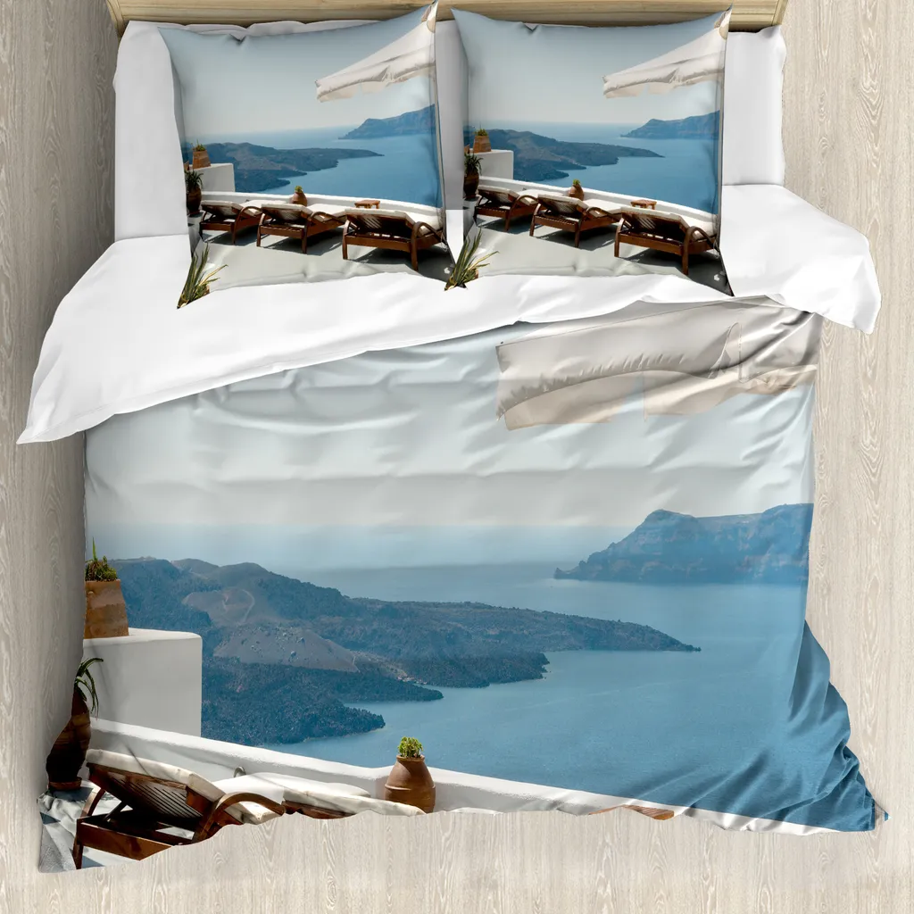 Housse de Couette Sans Allergie 155x220 cm Santorin Anti-Poussière