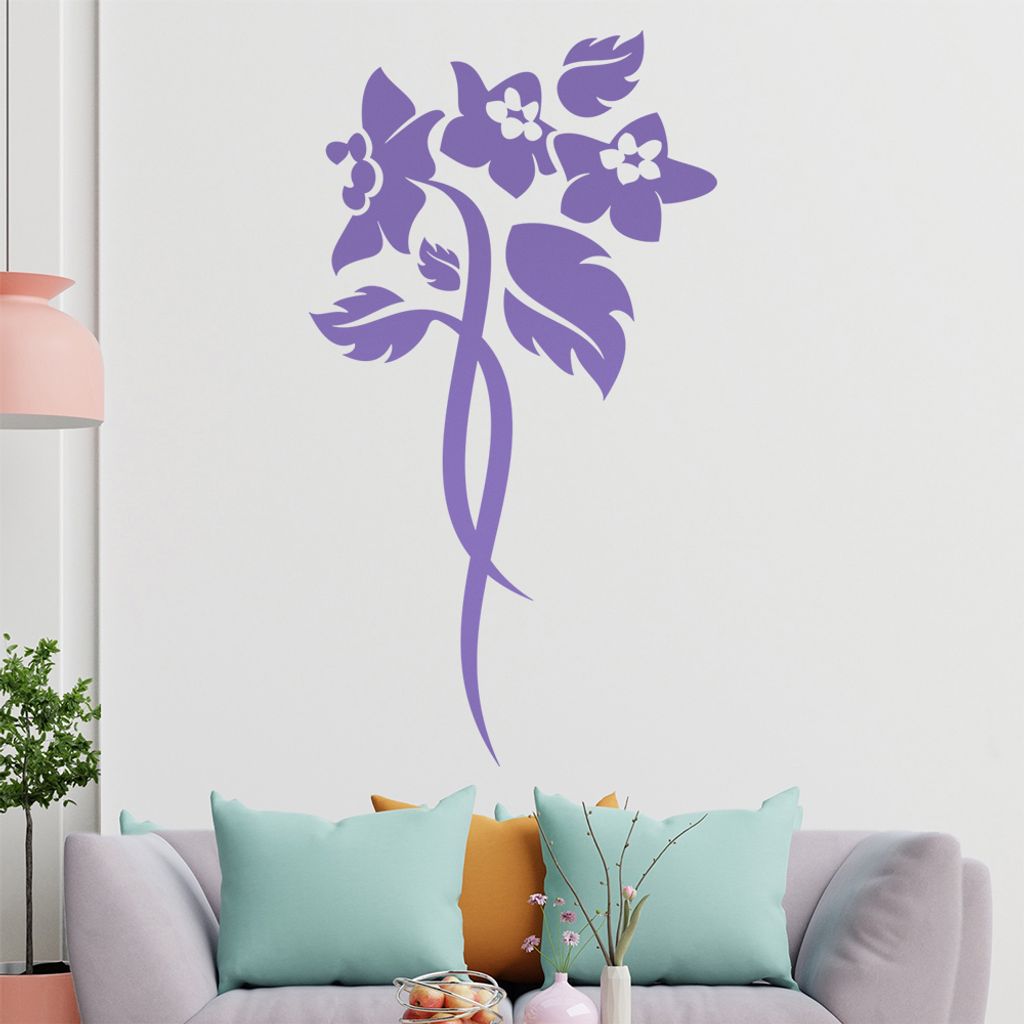 Blume - Linien Wandtattoo in 6 Größen - Wandaufkleber Wall Sticker - Dekoration, Küche, Wohnzimmer, Schlafzimmer, Badezimmer