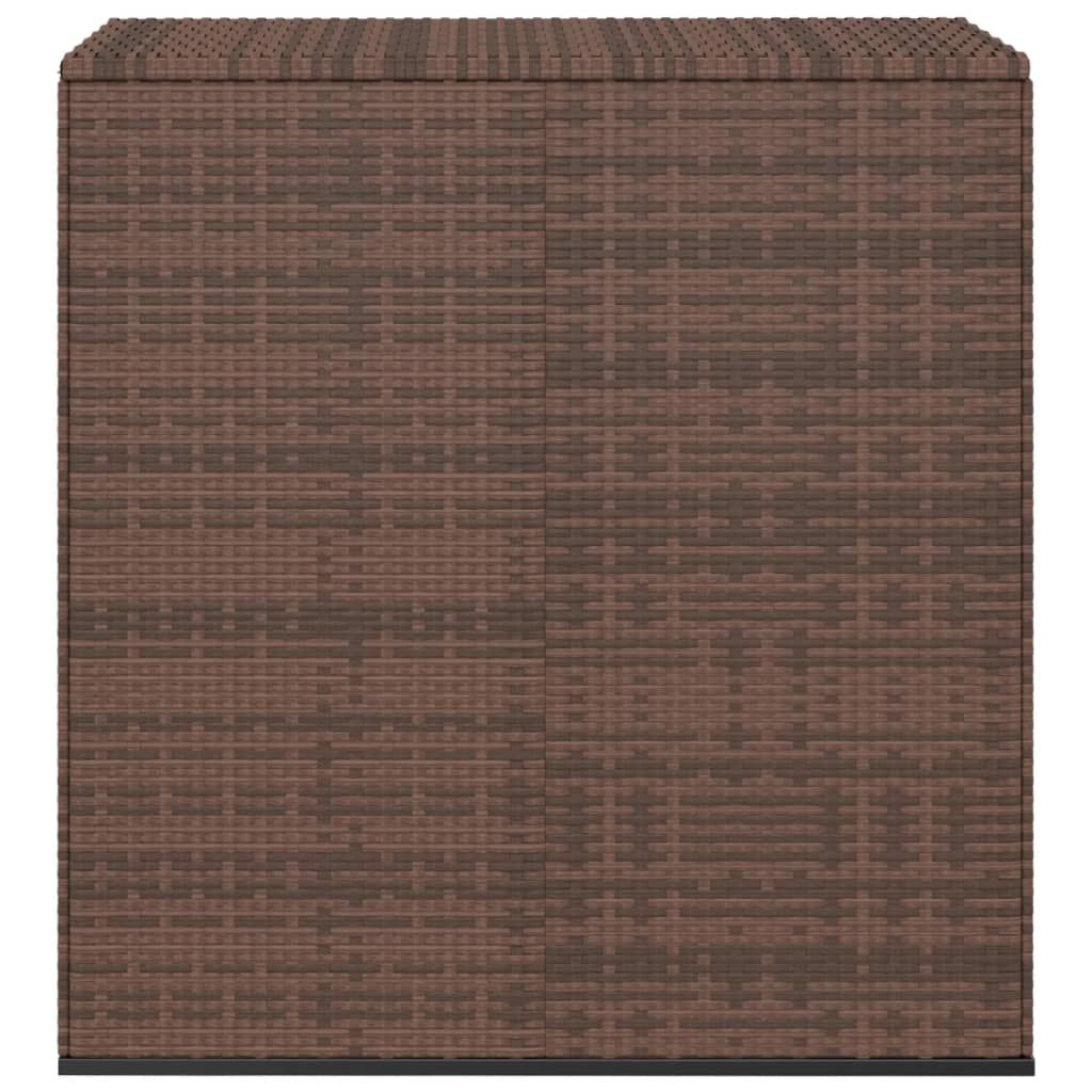 A product shot of a brown PE rattan cushion box.
