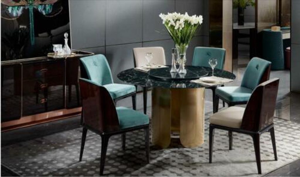 Stuhl Set Esszimmer Hellblau Stuhl 4x Lehnstuhl Modern Design Möbel Luxus Stühle