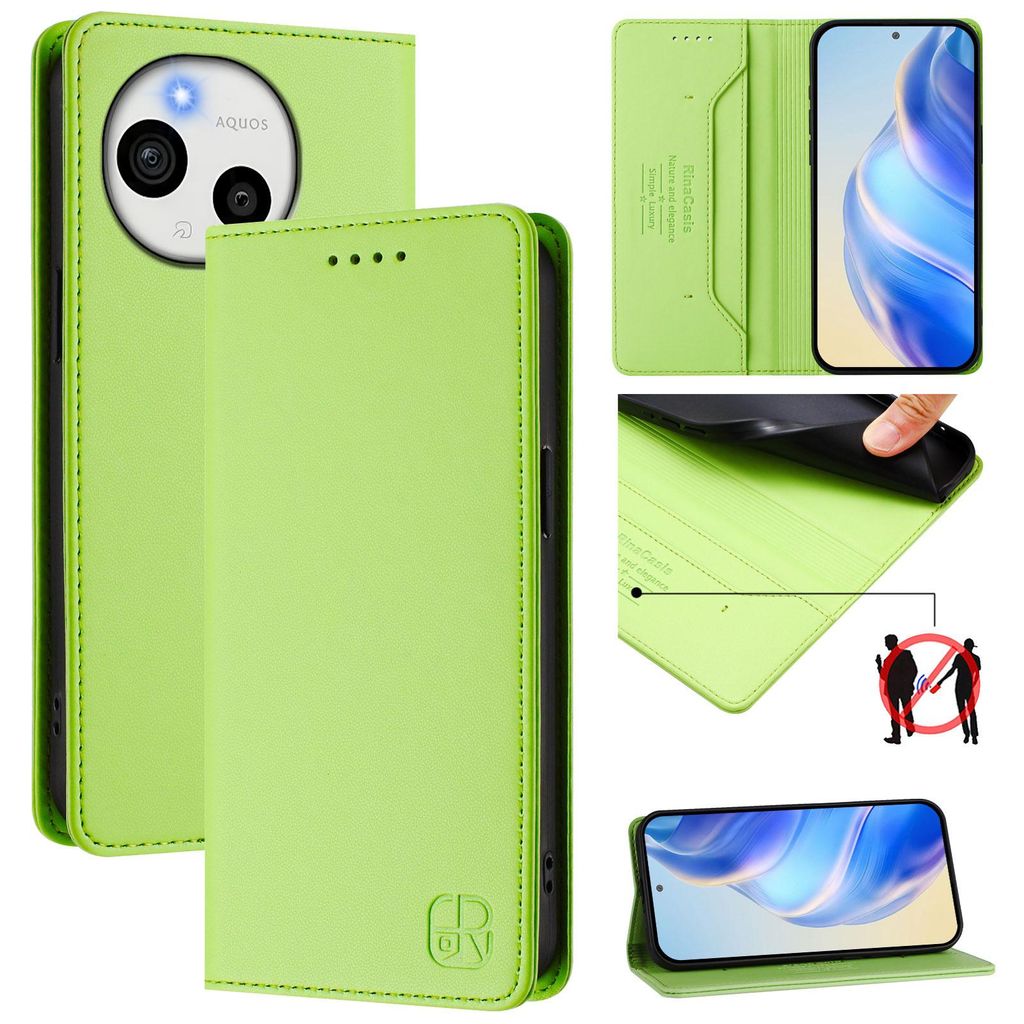 Lederhülle für Sharp Aquos sense10 Hülle Flip Brieftasche Kartenfächern Ständer Schutzhülle Grün
